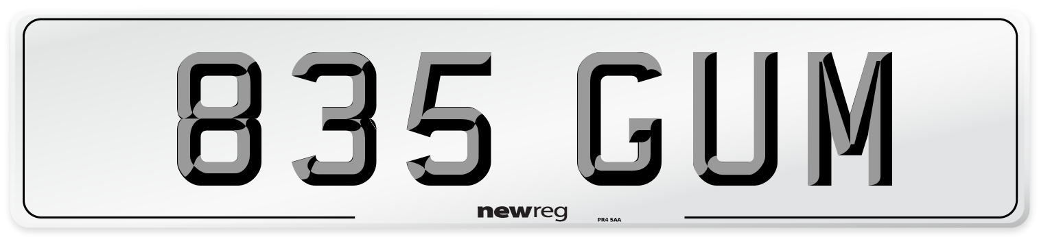 835 GUM Number Plate from New Reg